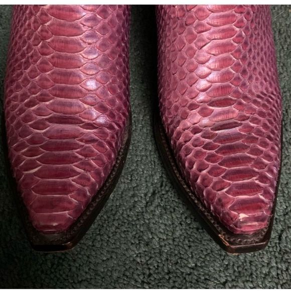 CUSTOM WOMEN'S PURPLE FULL PYTHON WOVEN COWGIRL BOOTS - SNIP TOE - Picture 12 of 12